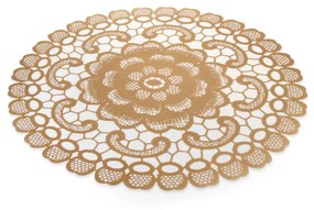 Jogo Americano Redondo de Plástico Flor Dourado 38 cm - D'Rossi