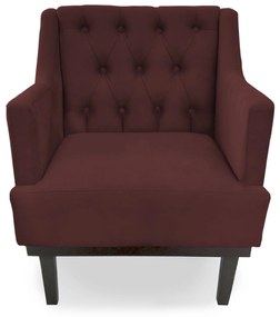 Poltrona Decorativa Clássica Capitonê Pés Madeira Suede Bordô - Sheep Estofados