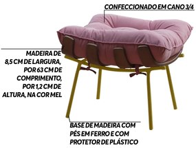 Kit 2 Puffs Decorativos Sala de Estar Abel Base de Madeira Dourada Suede Rosa G41 - Gran Belo