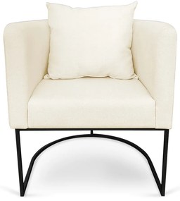 Kit 02 Poltronas Paola Linho Base Metálica Preto D03 - D'Rossi - Grosso Bege