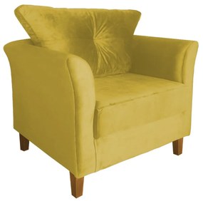 Kit Sofá Namoradeira + 2 Poltronas Ibis Decorativa, Sala Suede Amarelo
