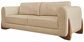 Sofá Decorativo 3 Lugares 230cm Pés em Madeira Buzz Linho Bege G63 - Gran Belo