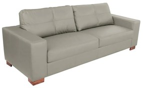 Sofá 3 Lugares Sala de Estar Pés Madeira kenny 240 cm Couro Avelã G43 - Gran Belo