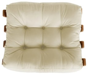Puff Decorativo Sala de Estar Costela Rib Suede Bege