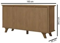 Balcão Buffet 4 Portas Supreme F08 Freijó - Mpozenato