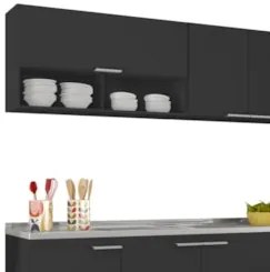 Armário de Cozinha CP02 Com Pia 180cm Pérola Z34 Preto      - Mpozenat