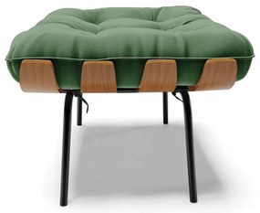 Kit 02 Puffs Costela Suede Base Metálica Preto - D'Rossi - Verde
