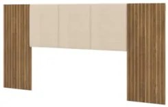 Cabeceira Casal Queen 268cm Com LED Dubai Zen Linho Bege - Vila Rica