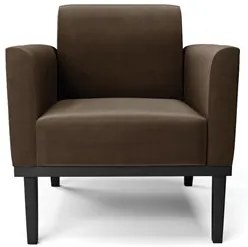 Sofá Namoradeira e 1 Poltrona Base Madeira Preto Maressa Suede Marrom