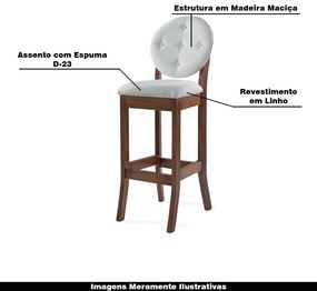 Kit 4 Banquetas Alta Madeira Maciça Teseu Linho Off White/Imbuia G42 - Gran Belo