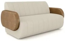 Sofá 2 Lugares 148cm Sala de Estar Munik Veludo Bege/Camel Z08 - Mpoze