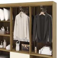 Guarda Roupa Solteiro 154cm Com Espelho Mayra Nature/Champanhe V02 - M