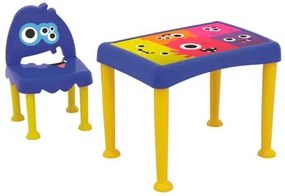 Conjunto Infantil Tramontina Lirous Azul com Adesivo Estampado Polipropileno
