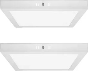 Kit 2 Plafons LED Sobrepor Quadrado Branco 24W Yamamura
