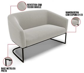 Namoradeira e 2 Poltronas Industrial Preto Stella Bouclê D03 - D'Rossi - Cinza