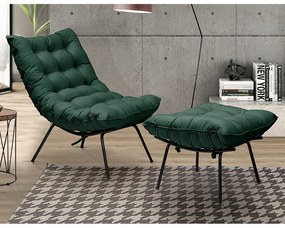 Puff Decorativo Sala de Estar Abel Pés Preto Suede Verde G41 - Gran Belo