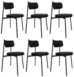 Cadeira de Jantar Estofada Kit 6 Nyka M25 Sintético Preto - Mpozenato