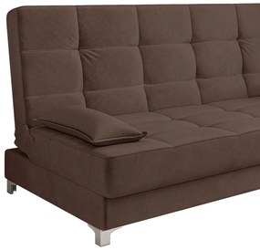 Sofá Cama Equador 193 cm Encosto Reclinável Veludo Pés Plástico Cromado - D'Rossi - Marrom