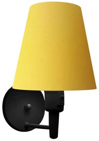 Arandela Cone Md-2013 Preto C/ Inter Liga e Desl Cúpula em Tecido Amarelo - Bivolt