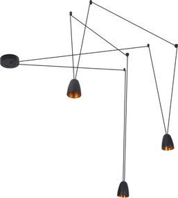 Pendente Led Alumínio Preto E Ouro 15w 3000k Draw
