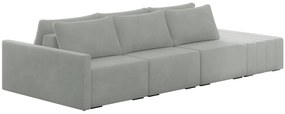 Sofá Ilha Modulado Milos 342cm Puff Lateral Veludo Cinza G33 - Gran Belo