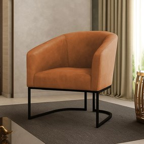 Poltrona Sala Estar Industrial Preto Stella Sintético PU Whisky D03 - D'Rossi