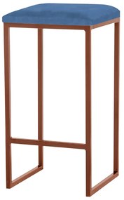 Banqueta Decorativa Billie Base Bronze Suede Azul Marinho G41 - Gran Belo
