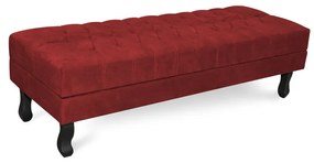 Puff Baú Decorativo Capitonê Luis XV 100x40cm Suede Vermelho - Sheep Estofados - Vermelho