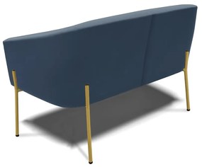 Namoradeira e 2 Poltronas Pé de Ferro Dourado Stella Suede D03 - D'Rossi - Azul Marinho