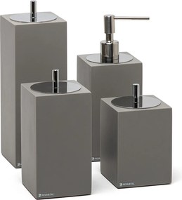 Conjunto Banheiro 4 Pçs Resina Cinza Claro Fosco Cromado