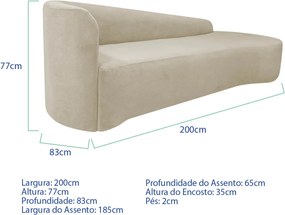 Kit Sofá Curvo França 200cm LD. e Poltrona Luiza Max Conforto, Elegância e Design Moderno Linho