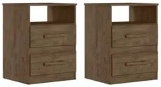Kit 2 Mesas de Cabeceira 2 Gavetas Apolo Castanho/Avelã/Off White - Mo