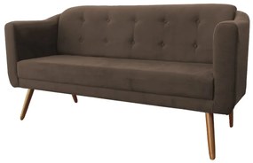 Namoradeira Bruna 1,60 m 3 Lugares Pés Palito Suede Marrom