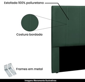 Cabeceira Decorativa Casal 1,40M Erza Veludo Verde Floresta G63 - Gran Belo