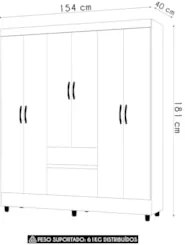 Guarda Roupa Solteiro 154cm Com 6 Portas Mayra Imbuia V02 - Mpozenato