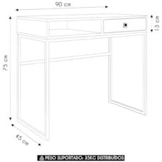 Mesa Escrivaninha Industrial 90cm 1 Gaveta Ivis Mel Z54     - Mpozenat