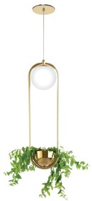 Pendente C/ Globo C/ Cachepô 12X15X52Cm Metal E Vidro 1 X G9 Globo Ø12... (GRAFITE / COBRE BRILHO, FOSCO)