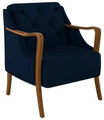 Poltrona Decorativa para Sala de Estar Capitonê Lapa M22 Veludo Azul M