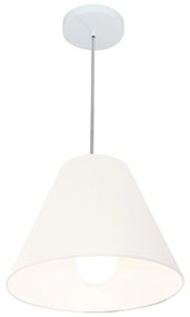 Lustre Pendente Cone Md-4028 Cúpula em Tecido 25/30x12cm Branco - Bivolt