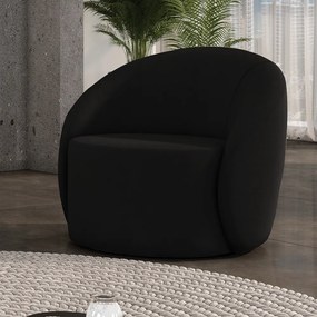 Poltrona Decorativa Orgânica Giratória Lua Suede D03 - D'Rossi - Preto