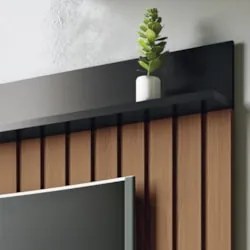 Painel TV 55 Pol 160cm Bancada Suspensa Self Preto/Castanho - HB Móvei