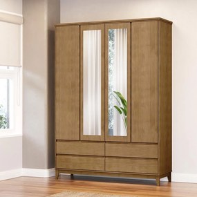 Guarda Roupa MDF 4 Portas Cullen 4 Gavetas Freijó G74 - Gran Belo