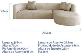 Sofá Modular Celinne Luxuoso Sala de Estar Decoração Luxo 265cm Linho