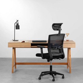 Conjunto Office - Escrivaninha Bardot com 2 Gavetas 1,65m Olmo + Cadeira de Escritório Toledo Alta Preto