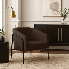 Poltrona Sala Industrial Alta Preto Stella Suede D03 - D'Rossi - Marrom