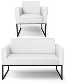 Sofá Namoradeira com Poltrona Base Industrial Preto Marisa Corino D03 - D'Rossi - Branco
