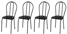 Kit 4 Cadeiras 004 Cromo Preto/Florido - Artefamol