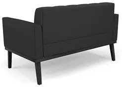 Sofá Namoradeira e 1 Poltrona Base Madeira Preto Ana Sintético Preto -