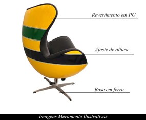 Kit 2 Poltronas Decorativas Egg Chair Capacete Nacional Senna Verde/Amarelo G53 - Gran Belo
