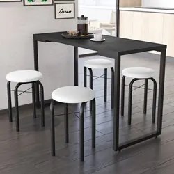 Conjunto Mesa de Cozinha Prattica Industrial 120cm com 4 Banquetas F02
